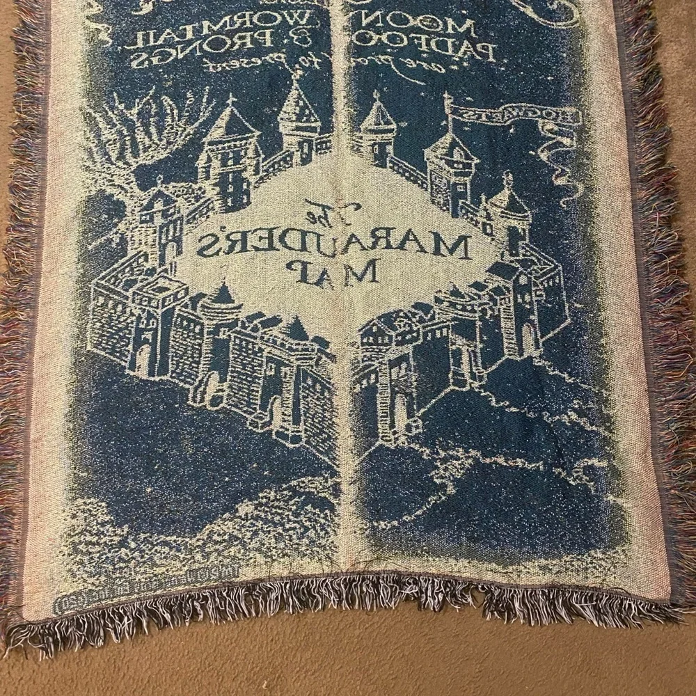 Harry Potter Marauder's Map Woven Tapestry Throw Blanket American Made 48 x 60